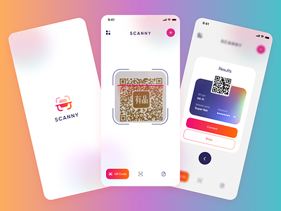 Scanny Mobile App UI design figma glassmorphism qr code scanner scanner app scanny trend ui design ui design challenge