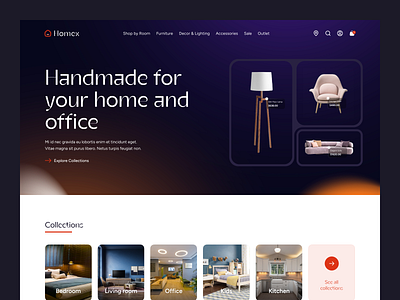 Web Design: Homex - Modern Furniture Store Home Page armchair dribbble user inteface design furniture furniture landing page home decor ikea kids design modern furniture sofa ui website design