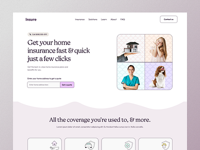 Web Design: Insure - Insurance Website Home Page coverage dribbble insurance website insurance user interface insurance website insure