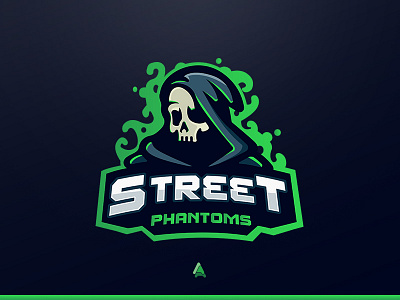"Street Phantoms" Custom Mascot Logo esports fire mascot logo phantom phantom mascot logo reaper skull