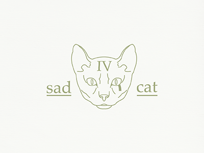 Sad cat - personal project design illustration logo vector