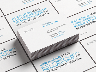 The New Celerity brand business card design digital identity layout logo typography ui ux