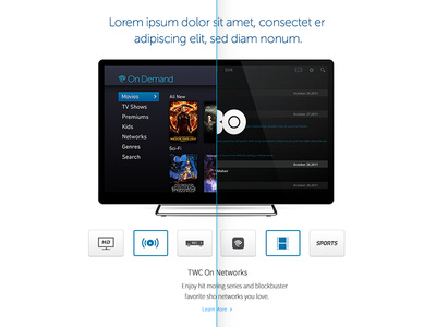 TV Services Module branding cable design digital dvr on demand streaming technology television tv ui ux