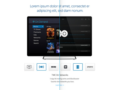 TV Services Module dvr streaming cable on demand tv television technology digital ui ux design branding