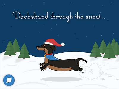 Dachshund through the snow card christmas dachshund dog hat paperkite pootle santa snow xmas