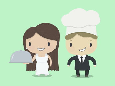 Wedding Menu Chefs bride characters chef groom illustration invitation vector wedding