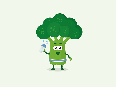 Busy Broccoli broccoli character fitness health illustration vector vege vegetable well being