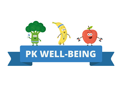 PK Well-Being Banner apple banana banner broccoli fitness fruit health illustration vegetable well being