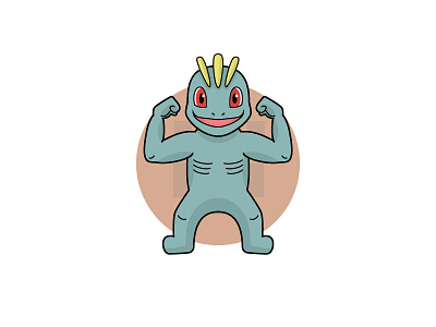 Machop fighting illustration machop pokeball pokemon summerproject vector