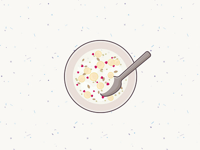 DAY 38: Cereal 100days 100daysofillustration banana berries bowl breakfast cereal day 38 illustration muesli musli spoon