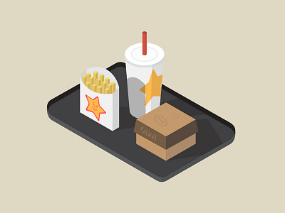 DAY 66: Burger Time 100 days of illustration burger carls jr challenge day 66 fast food fries healthy illustration isometric soda