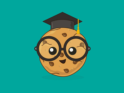 DAY 74: Smart Cookie 100 days of illustration biscuit challenge chocolate chip cookie day 74 geek graduate graduation cap illustration nerd smart