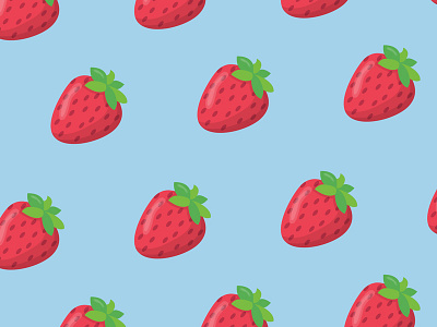 DAY 75: Strawberries 100 days of illustration berry birthday challenge day 75 food fruit happy birthday illustration pattern strawberries strawberry