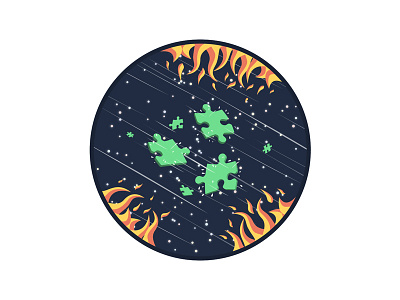 DAY 87: A Puzzling Request 100 days of illustration challenge day 87 fire flames illustration outer space puzzle puzzling rain space stars