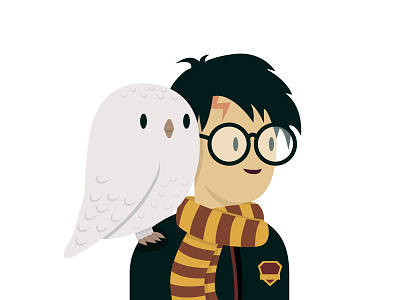 DAY 93: The Boy who Lived 100 days of illustration challenge day 93 gryffindor harry potter hedwig hogwarts illustration owl scarf wizard youre a wizard harry