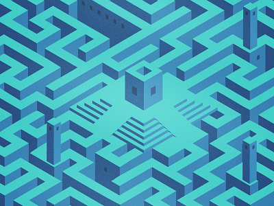 DAY 95: MAZE 100 days of illustration challenge day 95 illustration illustrator iso isometric maze pyramid steps temple