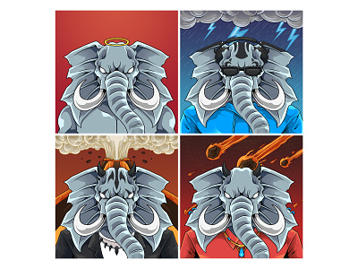 Bad Elephant NFT animal art cartoon character design drawing elephant illustration mascot nft