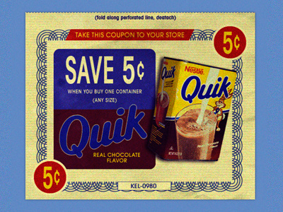 Quik coupon grunge quik retro