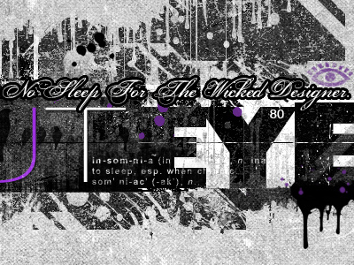 No Shut Eye black grunge header portfolio purple textures website