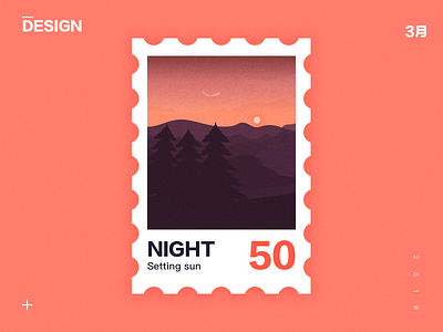 Night color colorful design illustrator moon moonlight night sketch stamp
