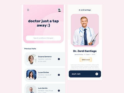 Online Doctor & Therapist Consultation App Concept clinic design diagnosis doctor doctor appointment healthcare hospital ios ios app listing medical medicine mobile pharmacy telehealth telemedicine therapy treatment ui webmd