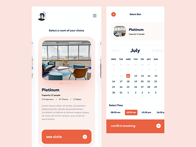 Meeting Room Booking - Mobile Screens agency app appointment appointment booking booking calander conference design ecommerce ios meeting meeting app meeting room meetings product design ui