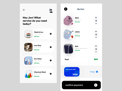 Laundry Booking App- Mobile Screens