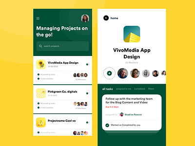 Project Management app- Mobile Screens