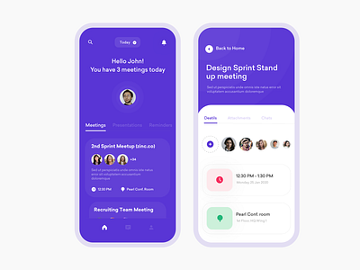 Meetings App - Mobile Screens