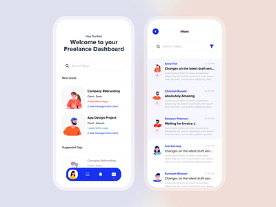 Freelance Dashboard - Mobile Designs