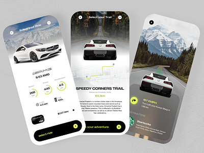 Off Road Adventure Ride : Mobile Screens augmentedreality boking car card cars design ecomerce ios location map mapping navigation offer offers payment product design supercars