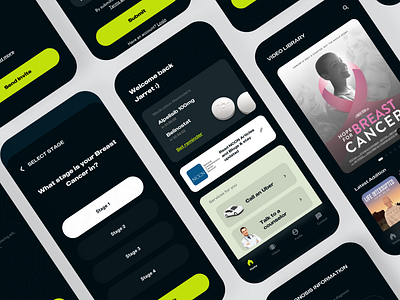 Snapshots from a recent Health Medical project app booking cancer cancer awareness dashboard design ecommerce ios medicine netflix popular product design questions quiz reminder trending video visual visual design