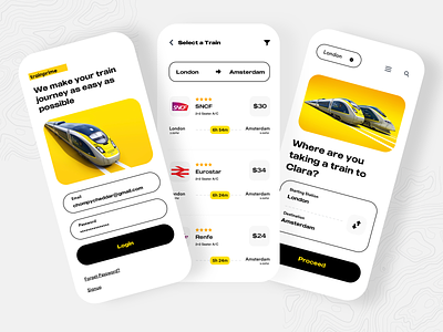 Ticketing App UI for Train Booking App app design ios listing online ticketing product design public transit search ticket ticket app ticketing system tickets train travel ui vacation