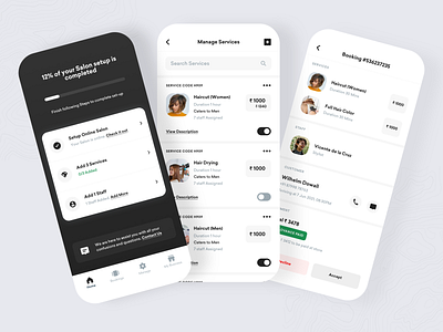Salon Management Application Onboarding and Appointments - Part2 agency appointments barber booking design ecommerce graphic design ios manage onboarding online people product design projects salon services spa team ui