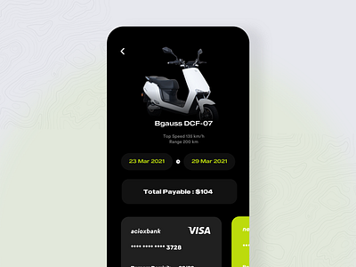 Scooter Booking and Rentals with checkout and payment cards