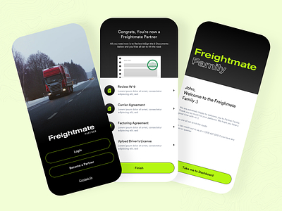 Freight and Trucking Partner Application - 7 bookings comment dashboard dribbble ecommerce freight homescreen like listing loads mobile my loads trucker trucking uiagency