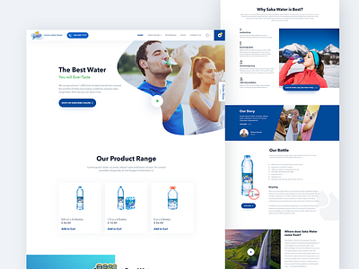 Drinking water landing page brand cleandesign colors concept design flat homepage landing page product redesign typography water water website