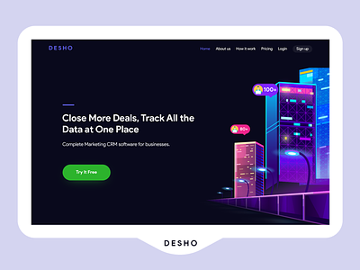 DESHO First Fold Shot app coloful deshboard desho design first fold trendy typogaphy website