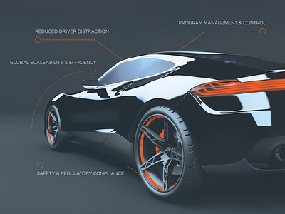 Ad design for a connected car company ad design callouts concept car connected car orange technical vehicle