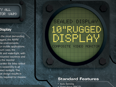 Promotional Sell Sheet for Military Contractor graphic design military sell sheet rugged displays