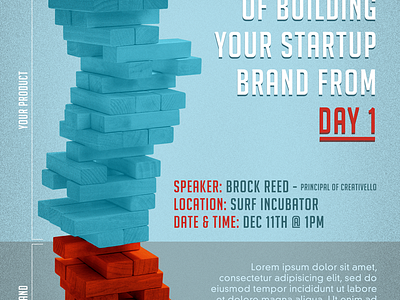 Branding Talk Event Flyer building your brand event flyer grain jenga print startups texture