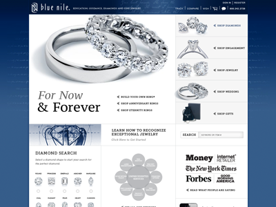 Blue Nile website redesign blue nile e commerce website jewelry website online retailer website design