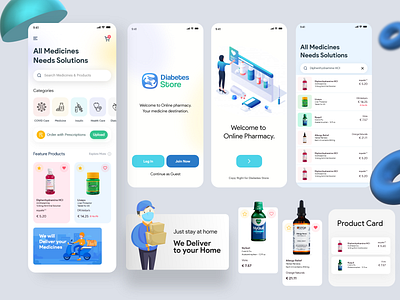 Online Pharmacy app clean design flat interface ios minimal modern ui ux