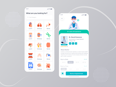 Doctor info and Category branding category clean design doctor illustration interface minimal modern