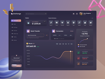 NFT-Quick-Change We Application application bitcoin clean cryptocurrency dashboard design minimal modern nft nft marketplace ui web application