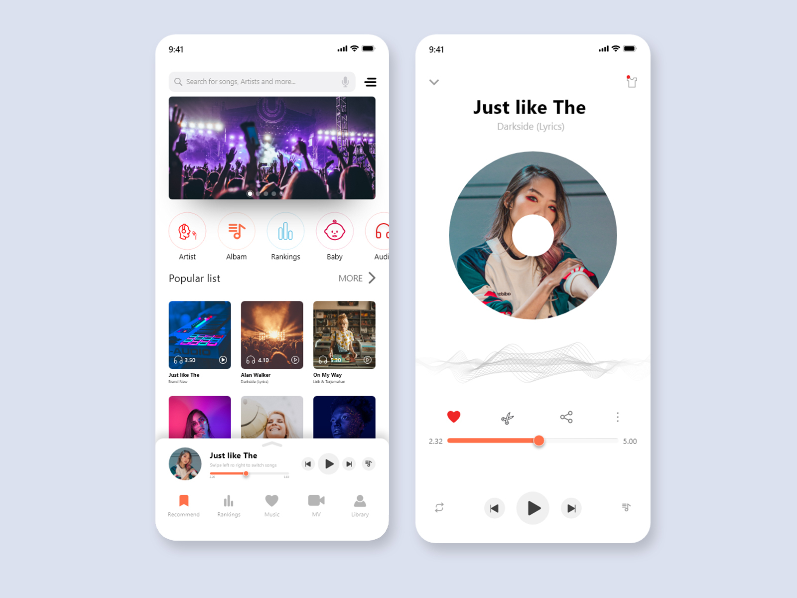 Dribbble скрин. Search Music app. Edit Music app. Mobile Music interface.