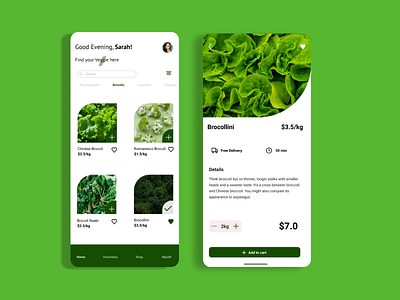 Vegetables Food App app app design ecommerce app trendy app