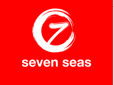 Seven Seas Recording logo clean design graphic logo minimal neat record red white
