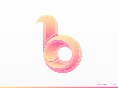 b Logo Design #6 alphabet asjad b creative design gradient icon identity inspiration layers logo vector