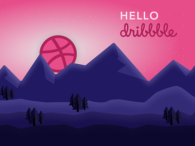 Hello Dribbble! dark debut design dribbble firstshot illustration mountain pink ui